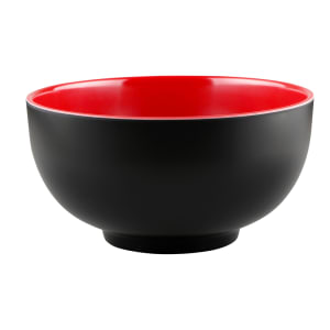 701-JW542TBR 48 oz Round Melamine Bowl, Black/Red