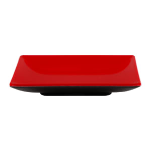 701-JW552TBR 5" Square Melamine Plate, Black/Red