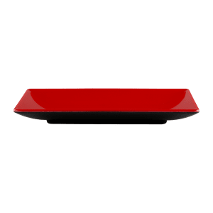 701-JW952TBR Rectangular Melamine Dinner Plate - 9" x 5", Black/Red