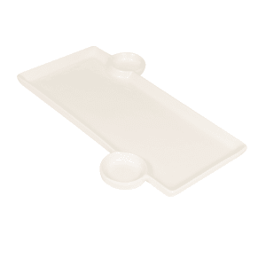 166-PORS140 Sushi Plate w/ BuiltIn Sauce Cup, 13 x 9 3/10" , Porcelain