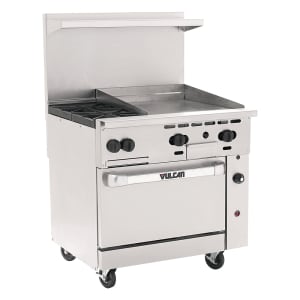 207-36C2B24GLP 36" 2 Burner Gas Range w/ Griddle & Convection Oven, Liquid Propane