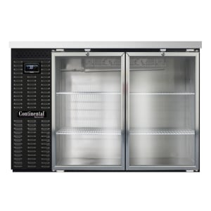 160-BB50NGD 50" Bar Refrigerator - (2) Swinging Glass Doors, Black, 115v