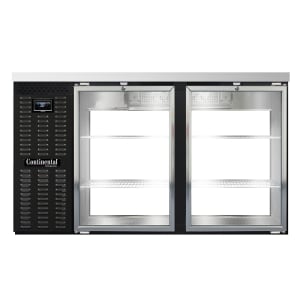 160-BB59NGDPT 59" Pass-Thru Bar Refrigerator - (4) Swinging Glass Doors, Black, 115v
