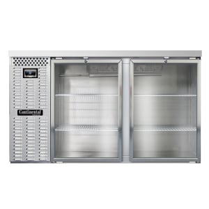 160-BB59NSSGD 59" Bar Refrigerator - (2) Swinging Glass Doors, Stainless, 115v