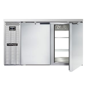 160-BB59NSSPT 59" Pass-Thru Bar Refrigerator - (4) Swinging Solid Doors, Stainless, 115v