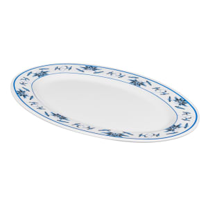 284-M4030B 12 1/4" x 8 3/4" Oval Water Lily Platter - Melamine, White