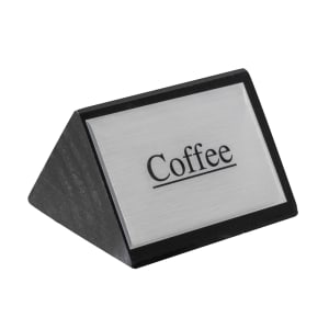 166-SIGNC3 Coffee Table Tent Sign - 1 3/4" x 3", Silver/Black Wood