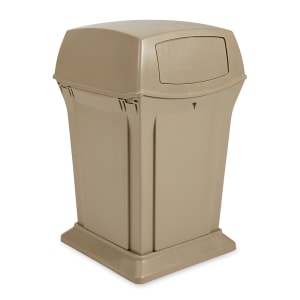 007-917188BEIG 45 gal Outdoor Decorative Trash Can - Plastic, Beige