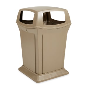 007-917388BEI 45 gal Outdoor Decorative Trash Can - Plastic, Beige