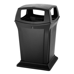 007-917388BK 45 gal Outdoor Decorative Trash Can - Plastic, Black