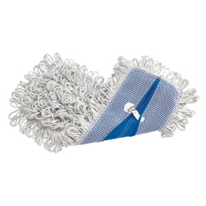 007-E052 Finish Mop - Looped End, Rayon/Synthetic Blend, White/Blue
