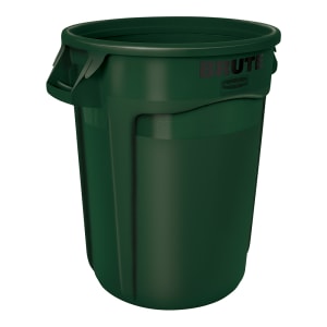 007-FG265500DGRN 55 gallon Brute Trash Can - Plastic, Round, Food Rated