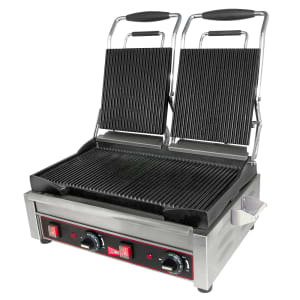 131-SG2LG Double Commercial Panini Press w/ Cast Iron Grooved Plates, 240v/1ph