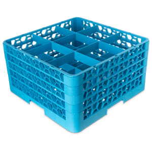 028-RG9414 OptiClean™ Glass Rack w/ (9) Compartments - (4) Extenders, Blue