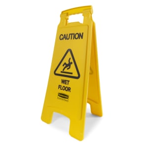 007-611277YEL 2 Sided Floor Sign - "Caution Wet Floor", Yellow