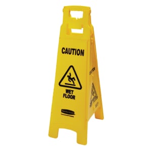 007-611477 4 Sided Floor Sign - "Caution Wet Floor", Yellow