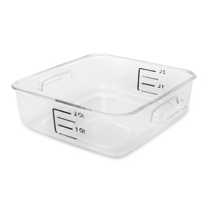 007-6302 2 qt Space Saving Square Food Storage Container - Clear Poly