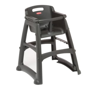 007-781408BLA 29 3/4" Stackable Plastic High Chair w/ Waist Strap, Black