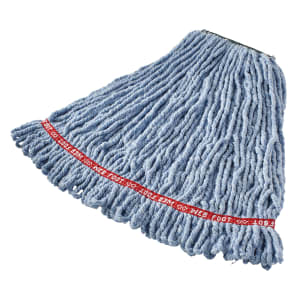 007-FGA21206BL00 Medium Wet Mop Head - 1" Headband, 4 Ply Cotton/Synthetic Blend, Blue