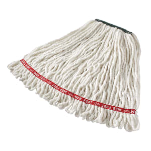 007-FGA21206WH00 Medium Wet Mop Head - 1" Headband, 4 Ply Cotton/Synthetic Blend, White