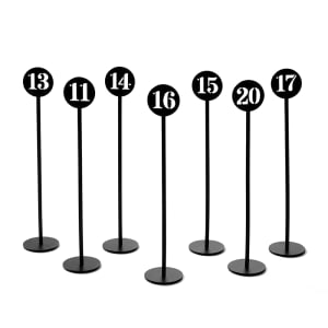 166-NSB10 10" Number Stand w/ #1-10 Cards - Stainless Steel, Black