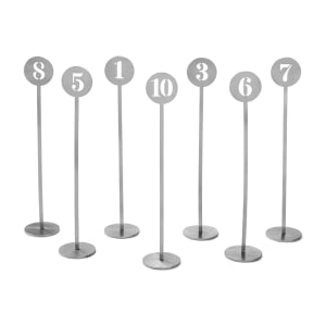 166-NSC10 10" Number Stand w/ #1-10 Cards - Stainless Steel