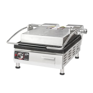 062-CG14I Single Commercial Panini Press w/ Cast Iron Grooved Plates, 240v/1ph