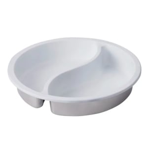 315-5726212 6 qt Divided Round Chafer Food Pan, White Coat Finish, Stainless