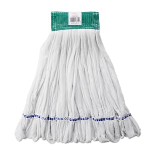 007-T255 Medium Rough Wet Mop Head - Looped End, 5" Headband, Fleece Cotton/Polyester Blend, White
