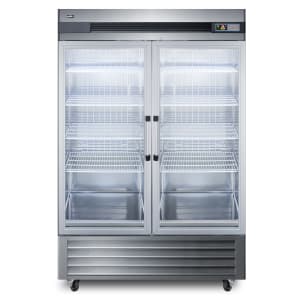 162-SCR49SSG 56" Two Section Reach In Refrigerator, (2) Left/Right Hinge Glass Doors, 115v