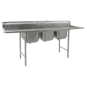 241-31416318 90" 3 Compartment Sink w/ 16"L x 20"W Bowl, 13 1/2" Deep