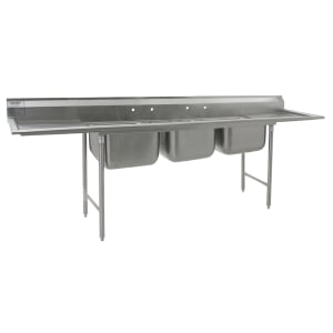 241-31424324 126" 3 Compartment Sink w/ 24"L x 24"W Bowl, 13 1/2" Deep