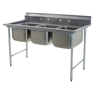 241-414163 58 3/4" 3 Compartment Sink w/ 16"L x 20"W Bowl, 13 1/2" Deep