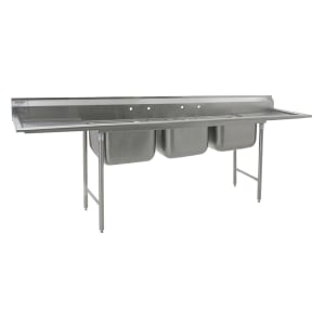 241-41424324 126" 3 Compartment Sink w/ 24"L x 24"W Bowl, 13 1/2" Deep