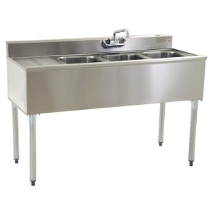 241-B4L18 48" Underbar Sink Unit w/ (3) Compartments, 12" Left Drainboard