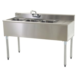 241-B4R18 48" Underbar Sink Unit w/ (3) Compartments, 12" Right Drainboard