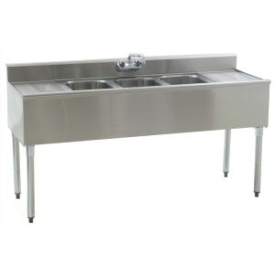 241-B5C18 60" Underbar Sink Unit w/ (3) Compartments, 12 1/2" Left & Right Drainboards
