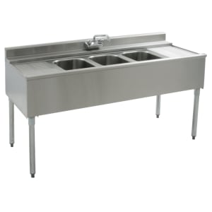 241-B5C22 60" Underbar Sink Unit w/ (3) Compartments, 12 1/2" Left & Right Drainboards