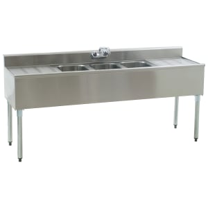 241-B6C18 72" Underbar Sink Unit w/ (3) Compartments, 18 1/2" Left & Right Drainboards
