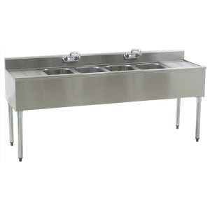 241-B6C418 72" Underbar Sink Unit w/ (4) Compartments, 12 1/2" Left & Right Drainboards