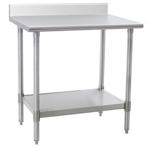 241-T2436SEBBS 36" 16 ga Work Table w/ Undershelf & 300 Series Stainless Top, 4 1/2" Backsplash