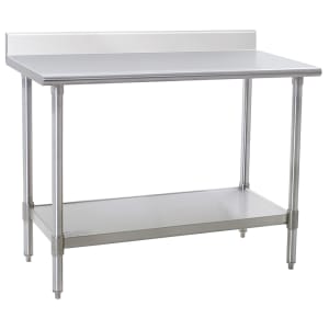241-T2448SEBBS 48" 16 ga Work Table w/ Undershelf & 300 Series Stainless Top, 4 1/2" Backsplash