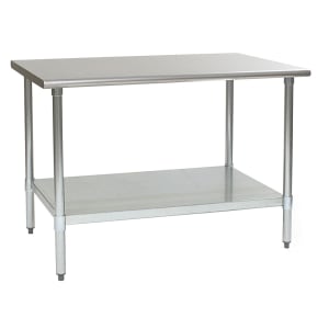 241-T3048B 48" 16 ga Work Table w/ Undershelf & 430 Series Stainless Flat Top