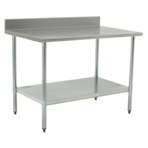 241-T3048BBS 48" 16 ga Work Table w/ Undershelf & 430 Series Stainless Top, 4 1/2" Backsplash