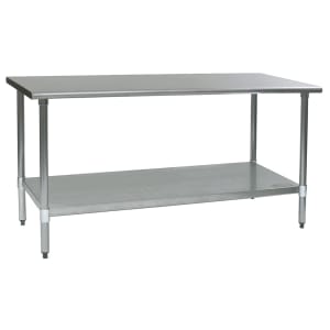 241-T3072B 72" 16 ga Work Table w/ Undershelf & 430 Series Stainless Flat Top