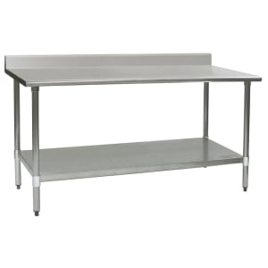 241-T3072BBS 72" 16 ga Work Table w/ Undershelf & 430 Series Stainless Top, 4 1/2" Backsplash