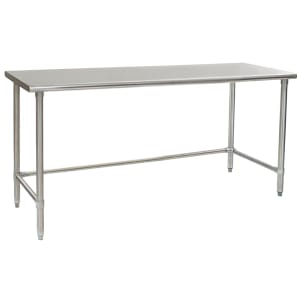 241-T3072STEB 72" 16 ga Work Table w/ Open Base & 300 Series Stainless Flat Top