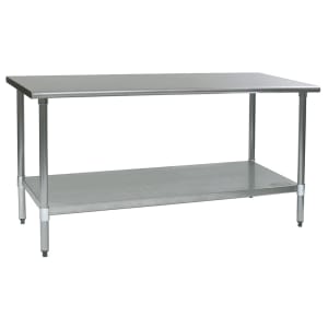 241-T3072EB 72" 16 ga Work Table w/ Undershelf & 300 Series Stainless Flat Top