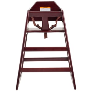 229-6464162 29" Stackable Wood High Chair w/ Waist Strap - Rubberwood, Mahogany