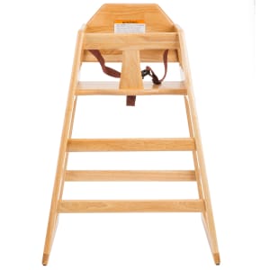 229-6565004 29" Stackable Wood High Chair w/ Waist Strap - Rubberwood, Natural